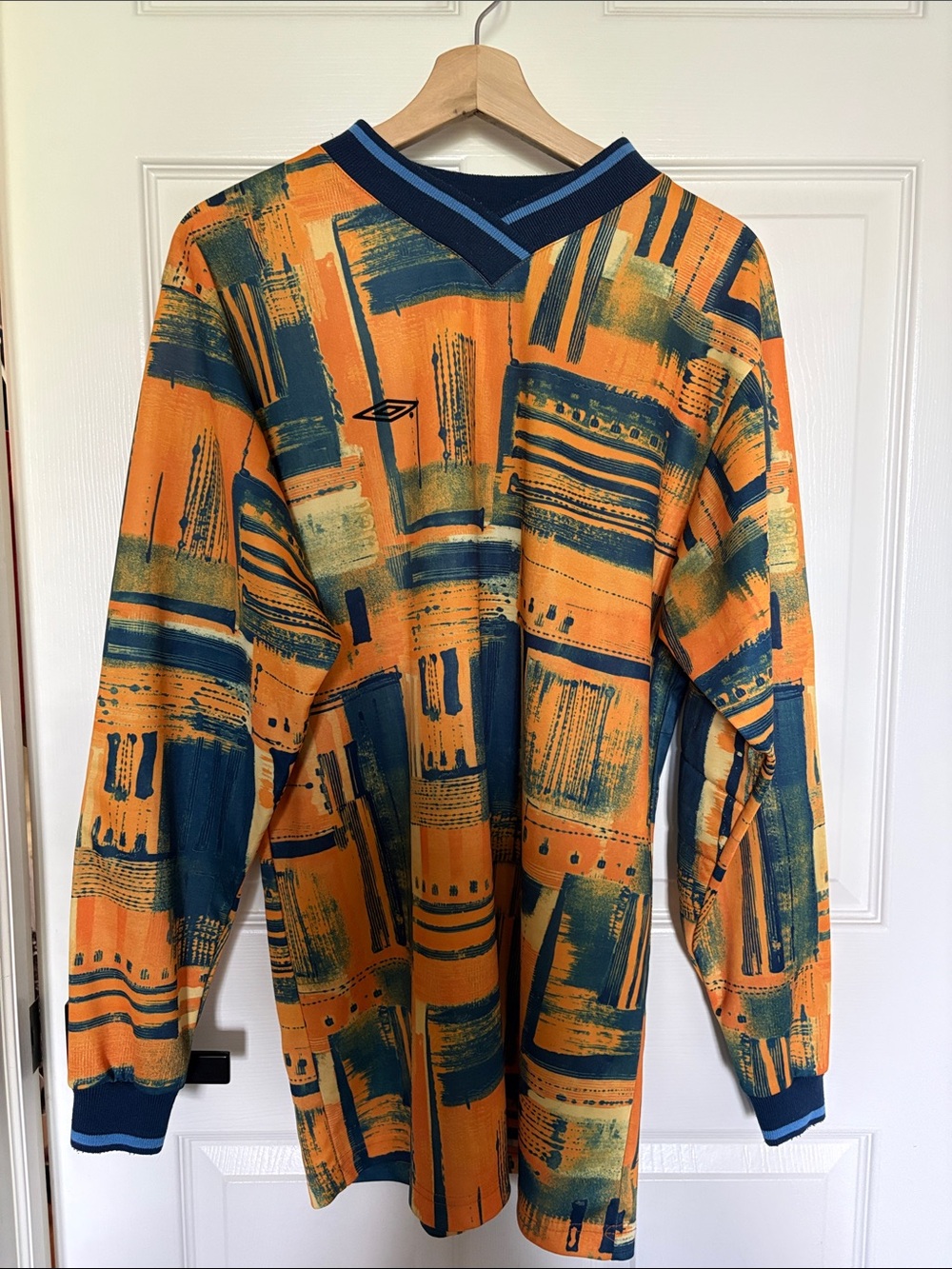 90’s Umbro Orange & Teal Graphic Long Sleeve Jersey